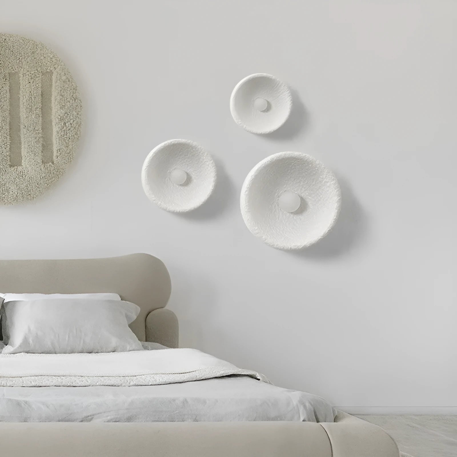 Japanese-style minimalist wall lamp with resin shade in three diameter sizes