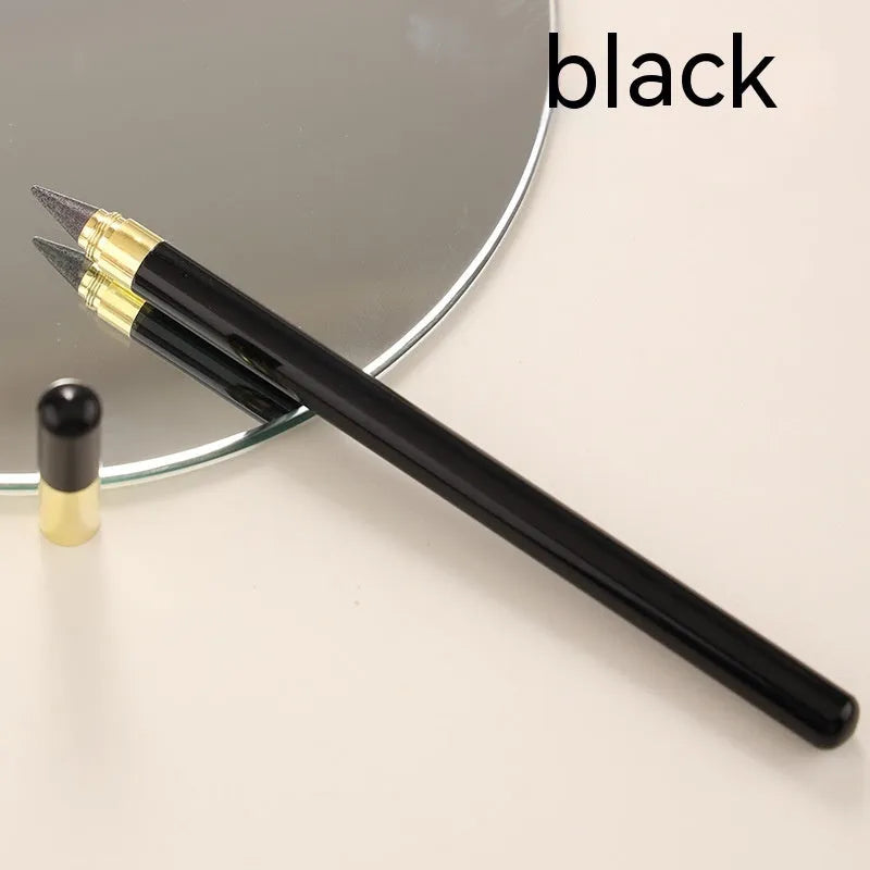Clear acrylic eternal pencil with alloy pen head showing internal mechanism and colour refill options