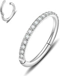 Stainless steel seamless nose ring with diamond accent in multiple colour finishes and sizes
