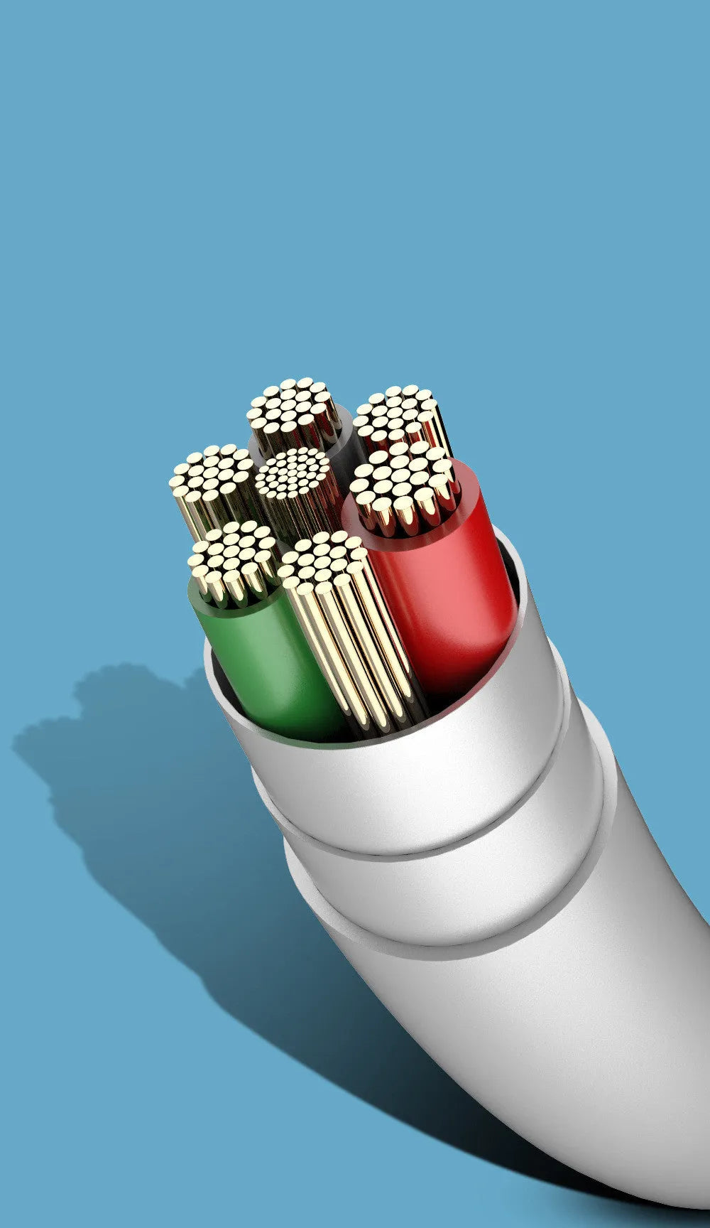 PD fast charge mobile phone cable with three USB connectors in 1.2 metre PVC construction