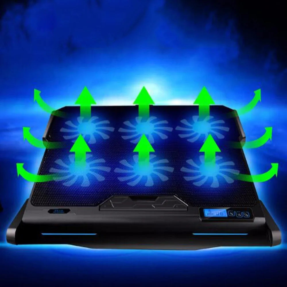Metal mesh laptop cooling board with LCD speed control display and USB cable