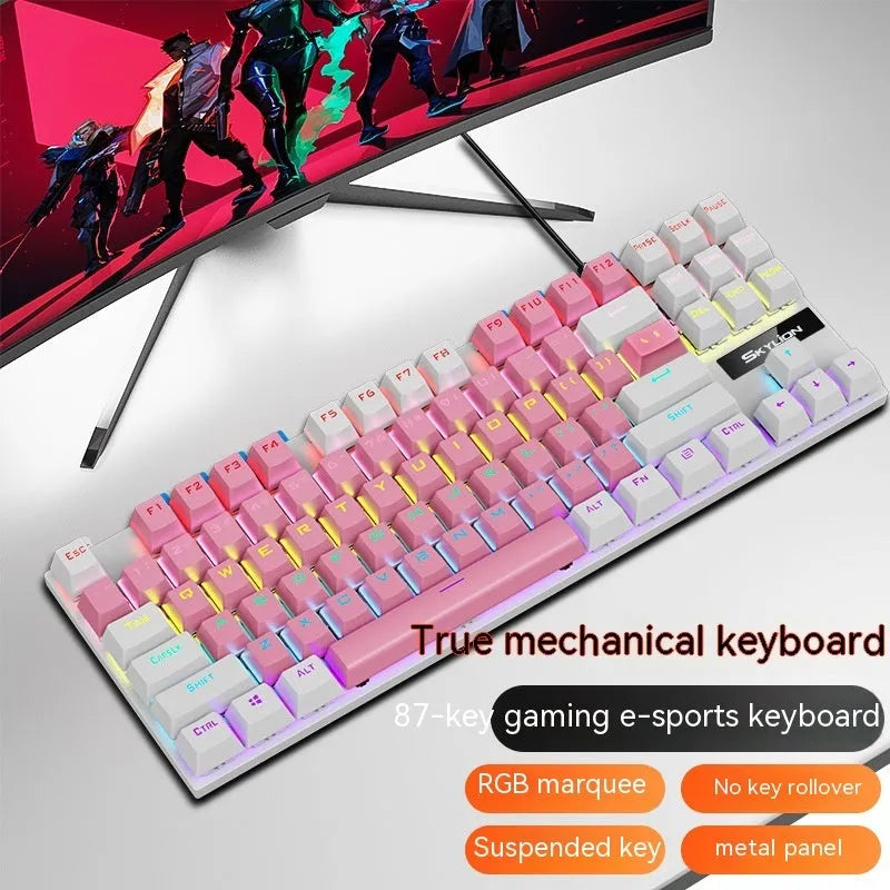 K87 mechanical wired keyboard in choice of eight colours with green axis or red axis switches and metal construction