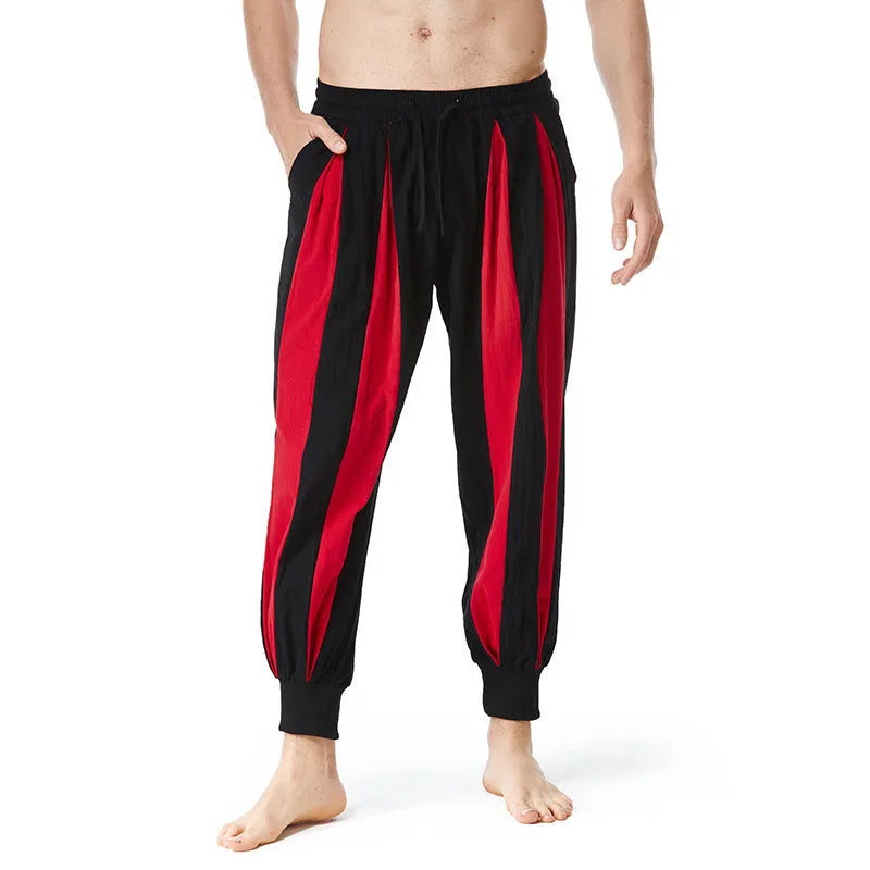Men's straight leg casual trousers in brown, khaki, red or yellow colours with spring styling