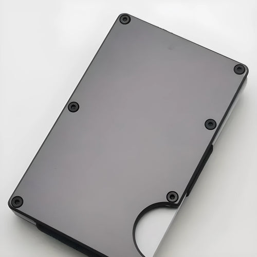 Carbon fibre credit card wallet in aluminium alloy grey colour with RFID-blocking anti-theft protection