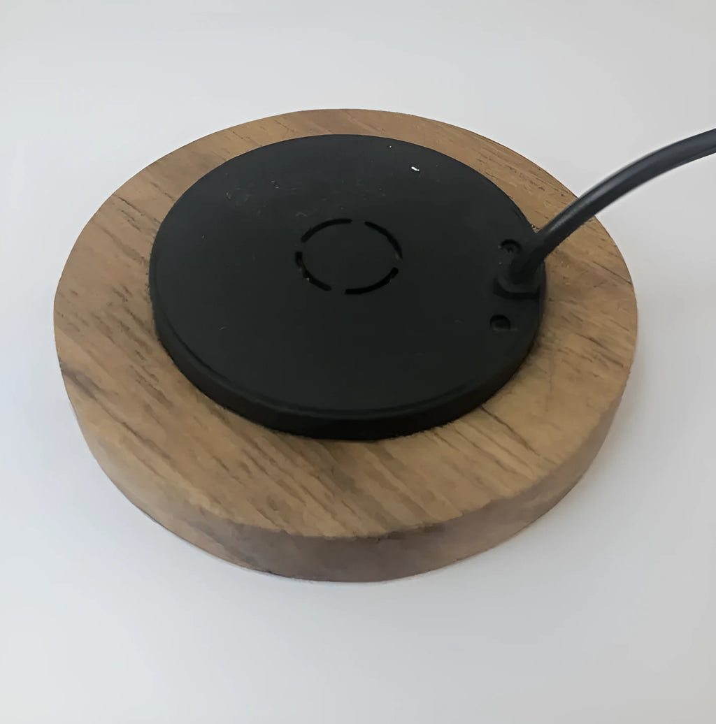 60mm round wireless charger for embedded furniture installation with Qi charging