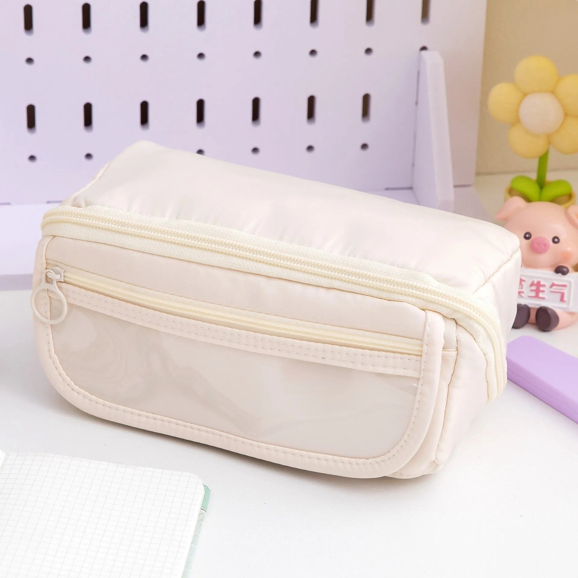 Korean style canvas pencil case with ten-layer flip design in multiple colour options