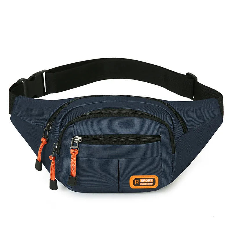 Waterproof slanted chest bag in nylon material shown in black colour with large main compartment
