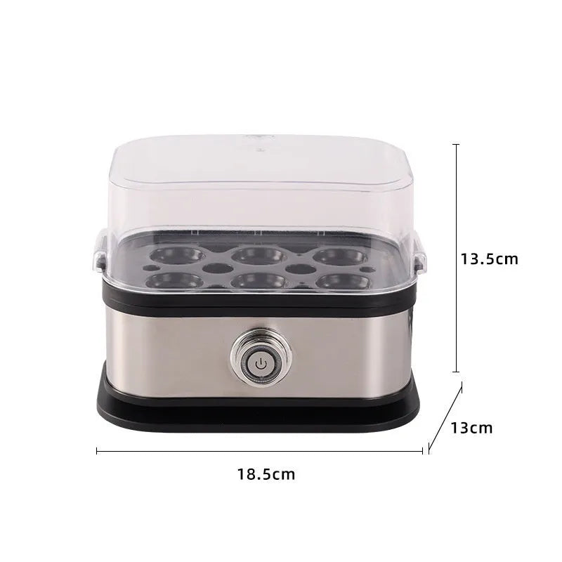 Black stainless steel portable egg boiler with belt clip for travel cooking