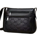 Butterfly black women's crossbody bag with horizontal square shape and embossed pattern