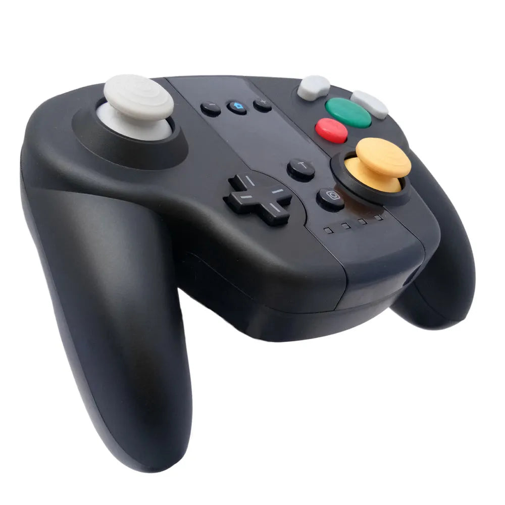 Black wireless gamepad for Nintendo Switch and PC with NFC and gyroscope functions.