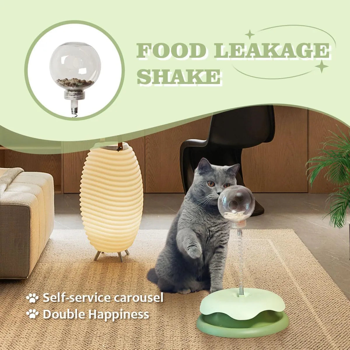 Blue and green options of a round plastic cat treat dispenser toy with a track ball, shown dismantled.