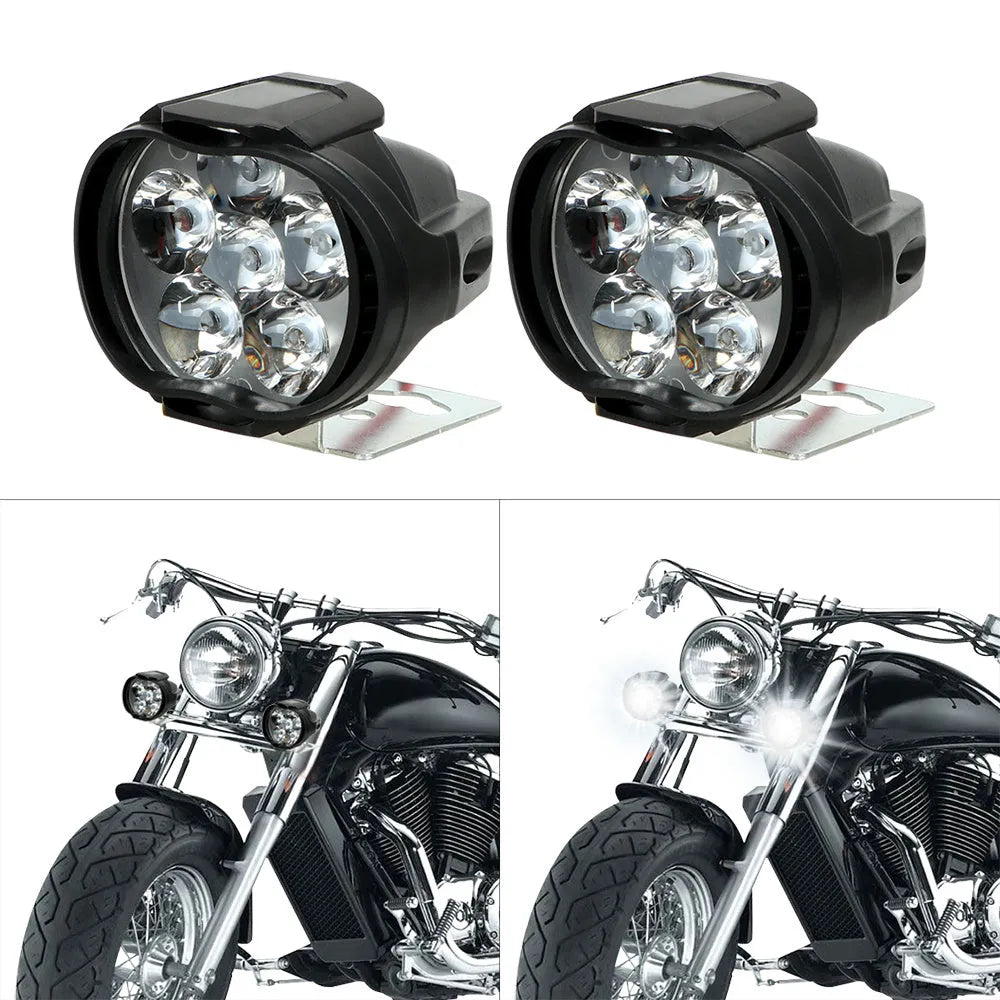 LED spotlights for electric vehicles, six lamp beads, 12V white light, black plastic housing