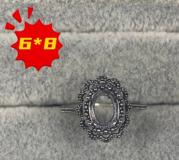 Oval denier ring with 6*8 mm stone in electroplated copper featuring Korean style five-pointed star design