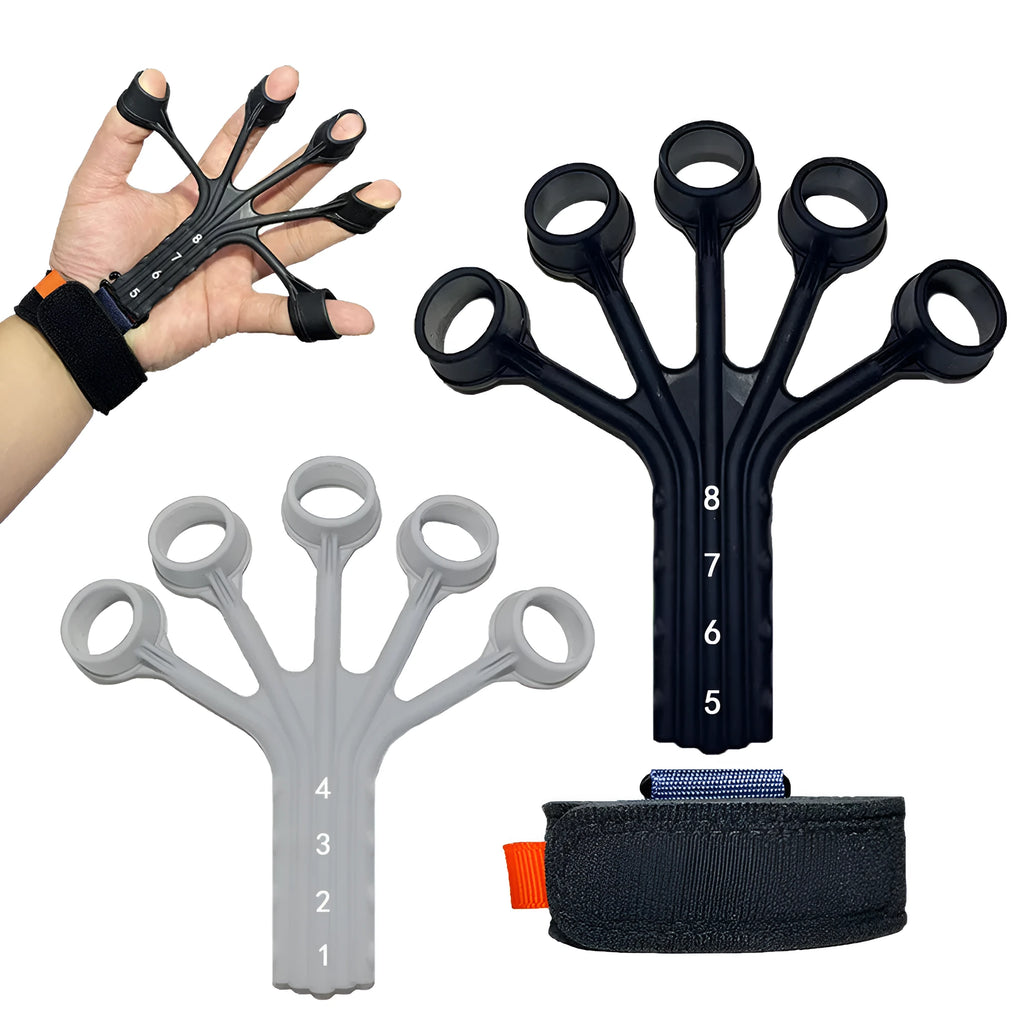 Silicone finger flexion and extension trainer with adjusting belt for adult rehabilitation