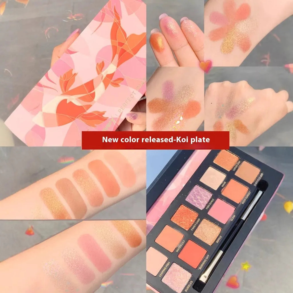 Explorer twelve-colour animal eye shadow palette open, showing pressed powder shades including cat, golden tiger and red fox.