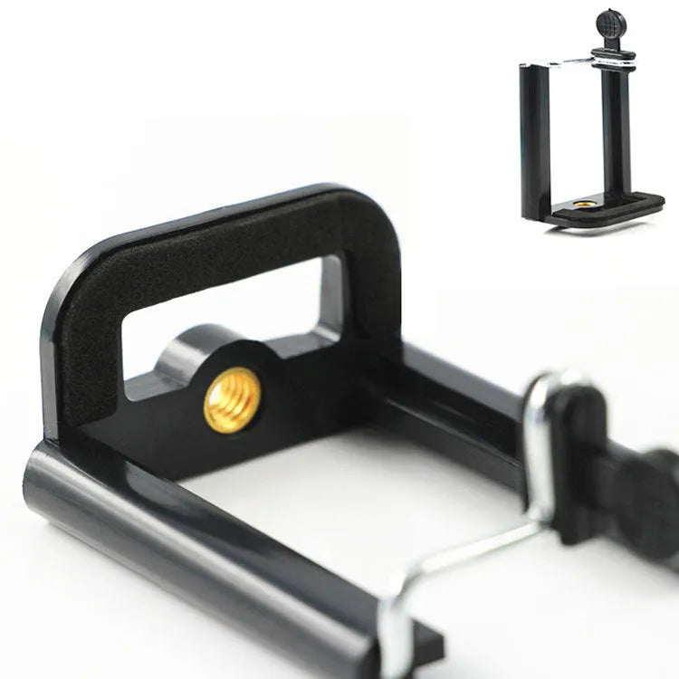Black plastic U clip universal car phone holder for dashboard or windscreen mounting