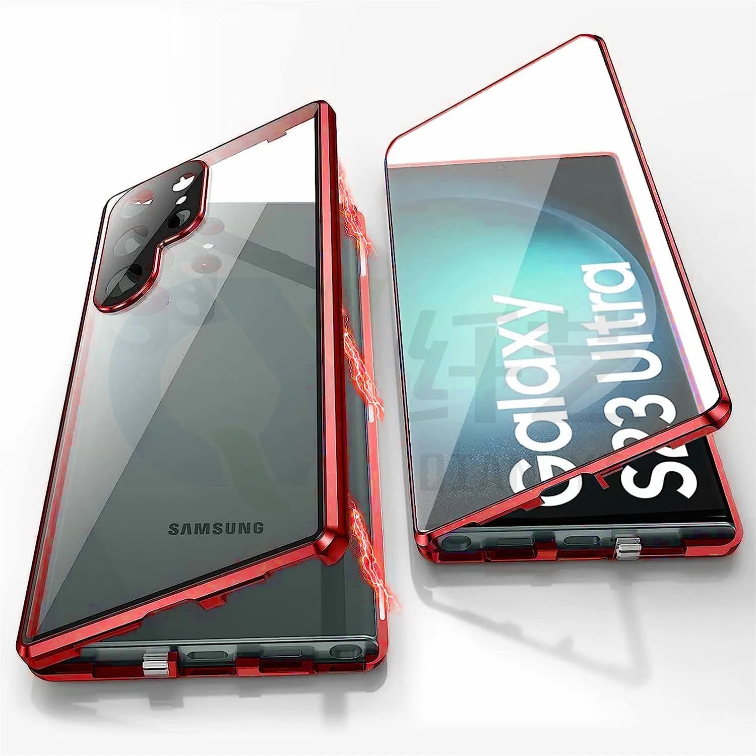 Samsung S24 Ultra magnetic phone case in multiple colours showing peep-proof mirror and metal construction.
