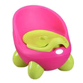 Colourful plastic baby potty training toilet stool for toddlers in red, green, blue, pink, and light blue.