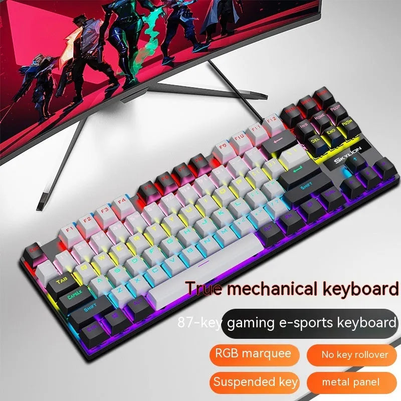 K87 mechanical wired keyboard in choice of eight colours with green axis or red axis switches and metal construction