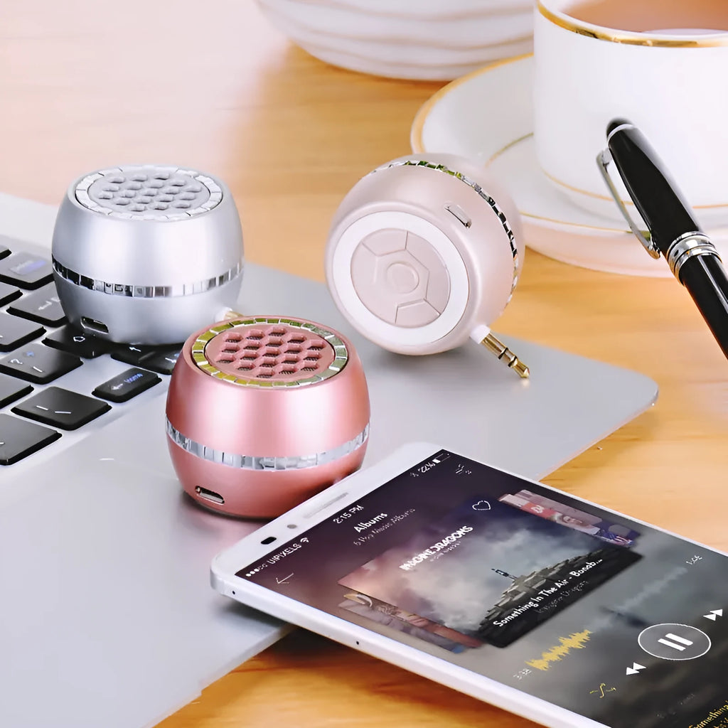Universal external amplifier speaker in black, rose gold, or local gold with 5V input.
