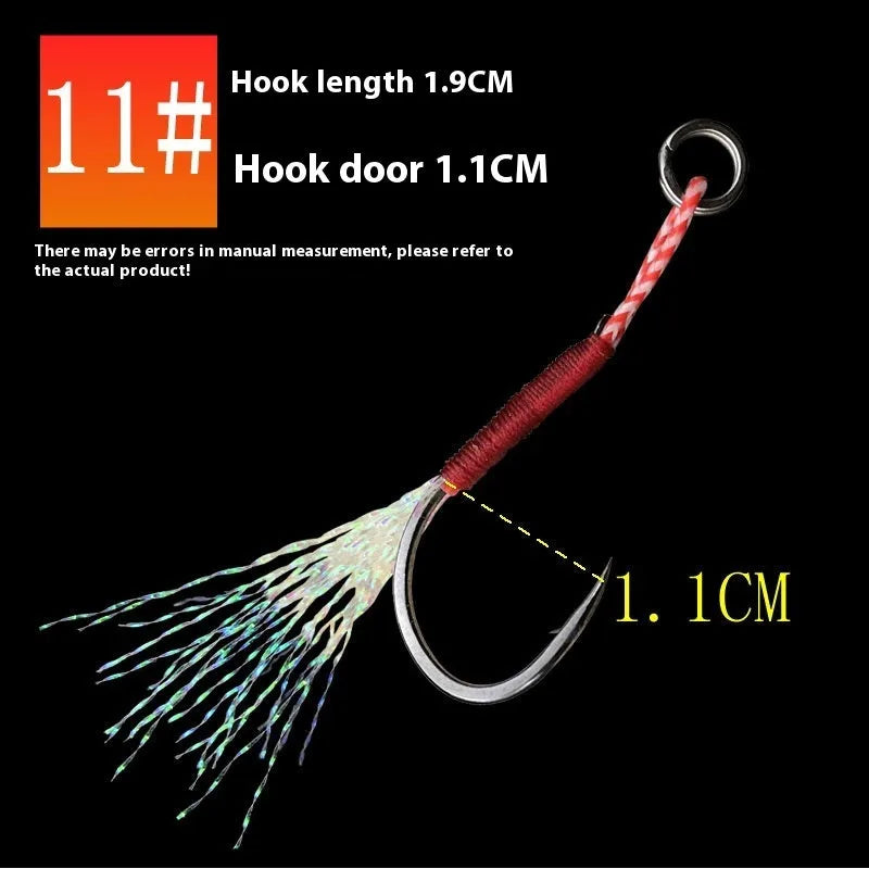 Bright wire iron plate single fishing hook for sea fishing, shown alongside size indicators from No. 9 to 14.