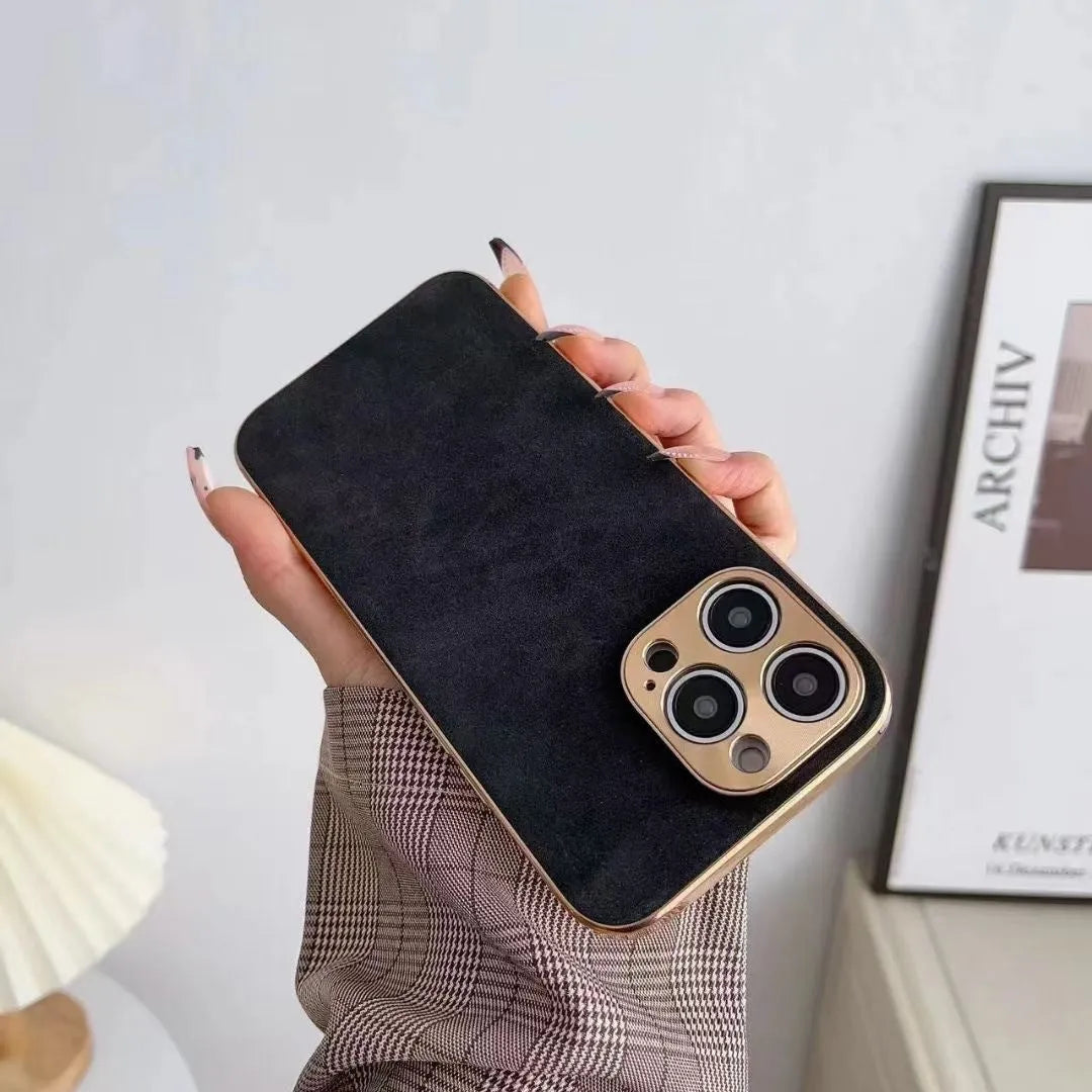 Leather texture TPU phone case for iPhone in grey, black, blue, and grey-green colours