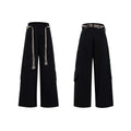 Men's straight leg jeans with 3D texture, belt stitching, and decorative zipper details in dark colour