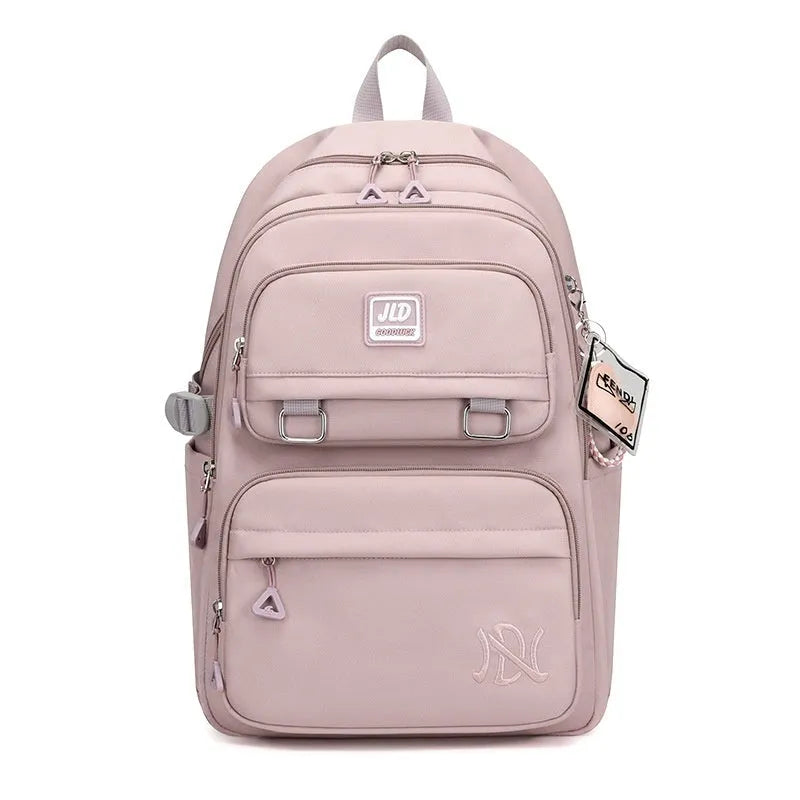 Girls' large capacity waterproof school backpack with physiological curve backplane in multiple colour and pattern options