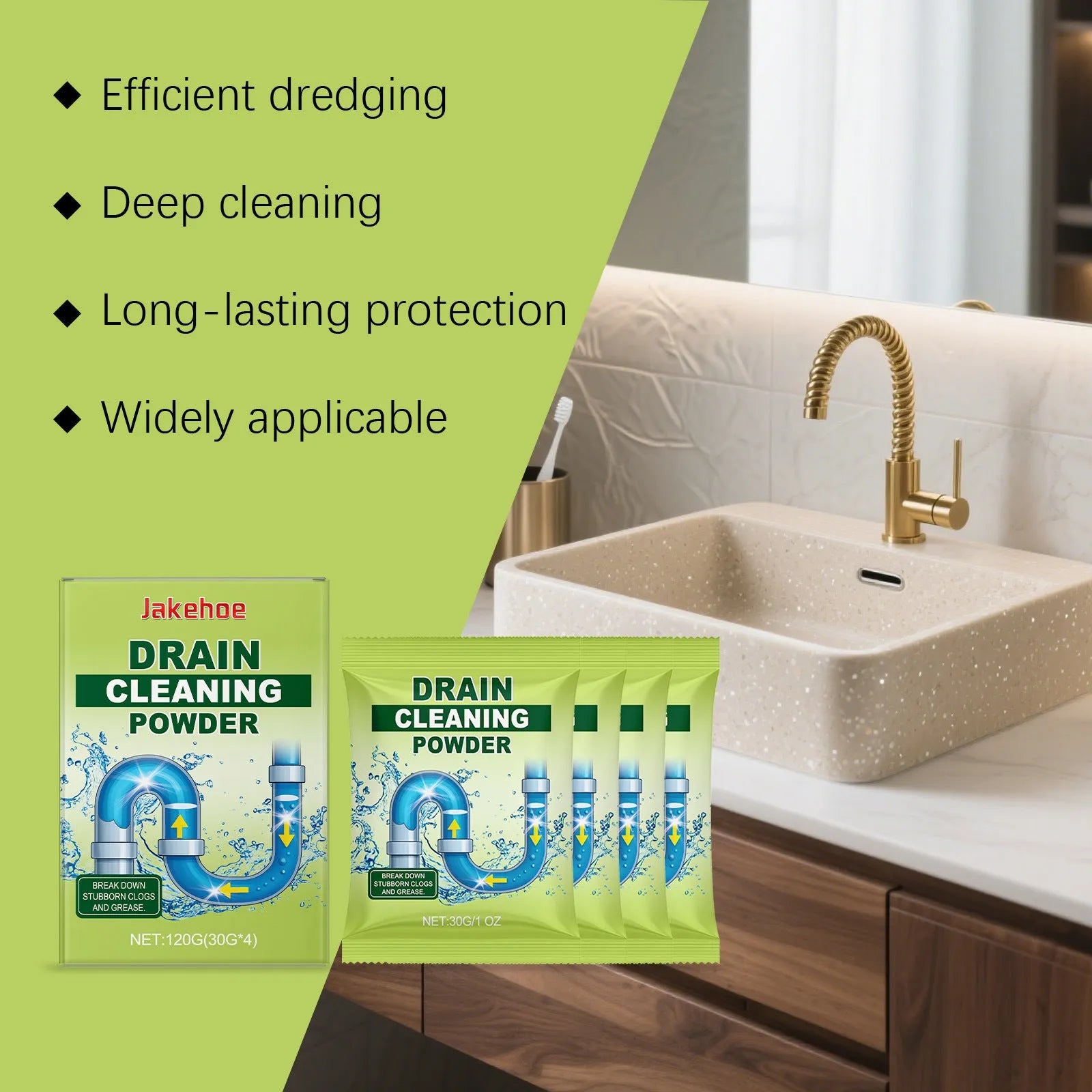 120g bottle of drain cleaning powder with sodium hydroxide formula for household drains