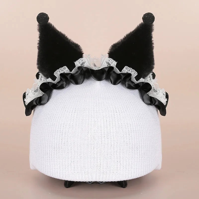 A plush fabric helmet cover with cartoon character ears, shown in size M for bicycle or motorbike use.