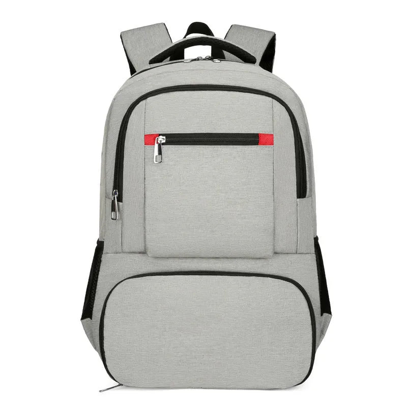 Light grey Oxford cloth insulated backpack with curved shoulder straps and dry wet separation compartments