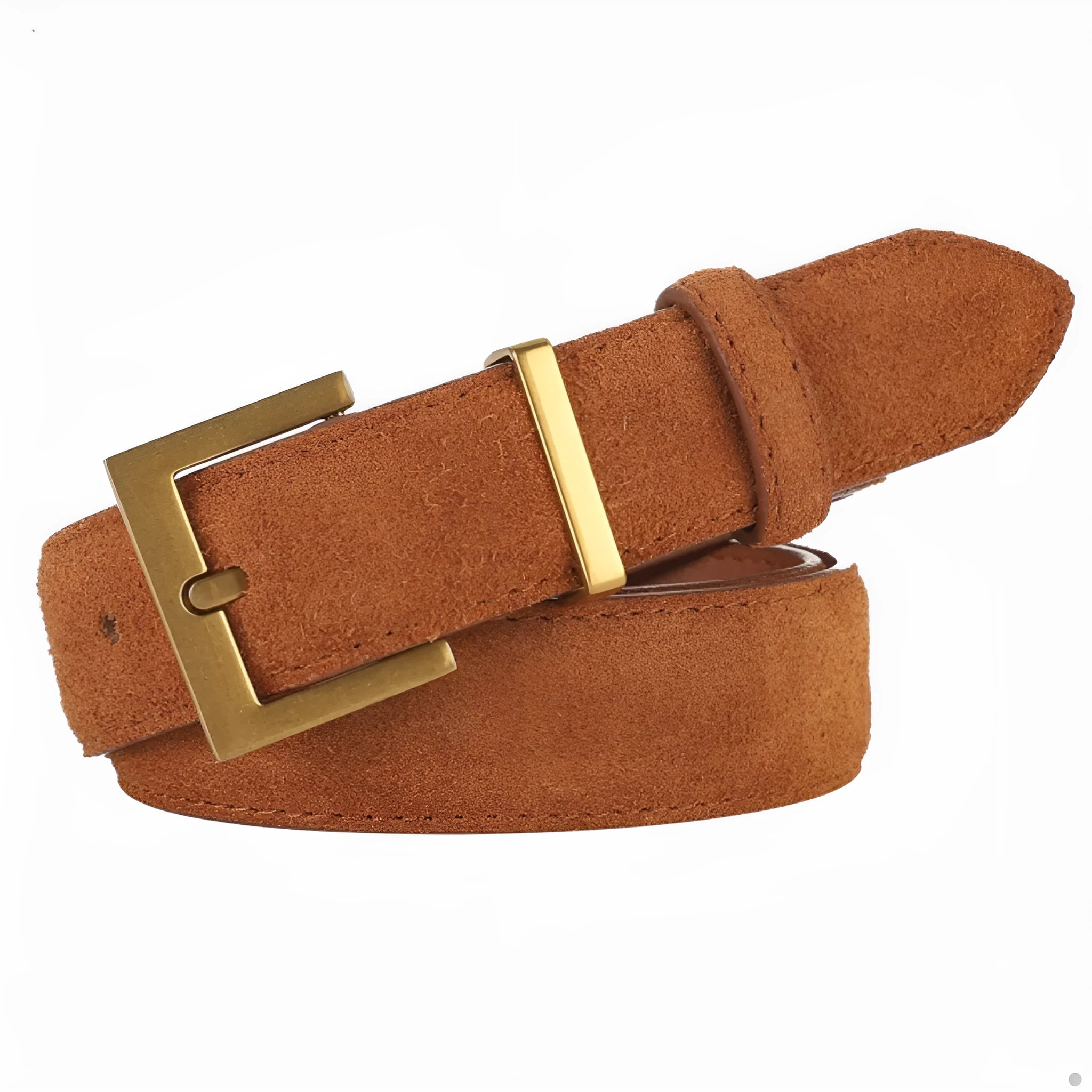 Ladies' black genuine leather pin buckle dress belt with quadrilateral buckle design
