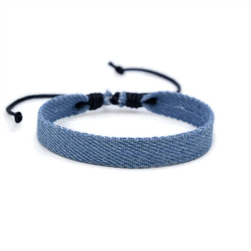 Denim fabric bracelet carrying strap in national style with cute design