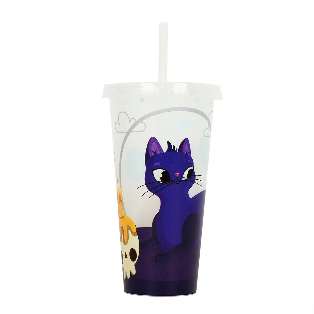 720ml Halloween plastic sippy cup with luminous straw in cylindrical design
