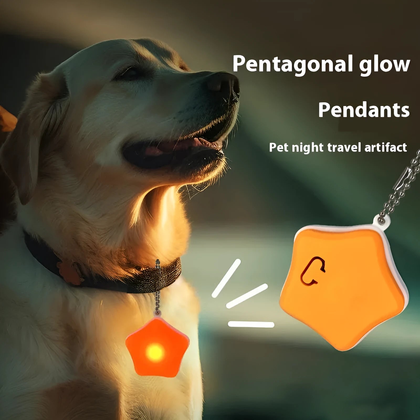 Blue rechargeable pet pendant light showing 6.3cm silicone construction for dog walking safety