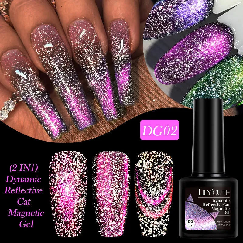 Diamond In The Debris cat eye nail polish gel bottle showing diamond fragment and glitter inclusions