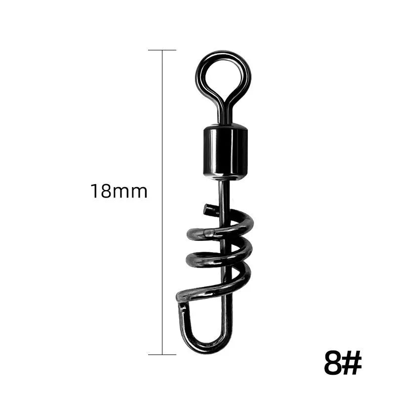 Stainless steel fishing swivel connector with 8-shaped ring design showing two connection points