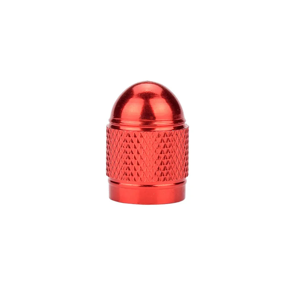 Aluminium mountain bike tyre valve cap in choice of five colours: black, blue, gold, silver, red.