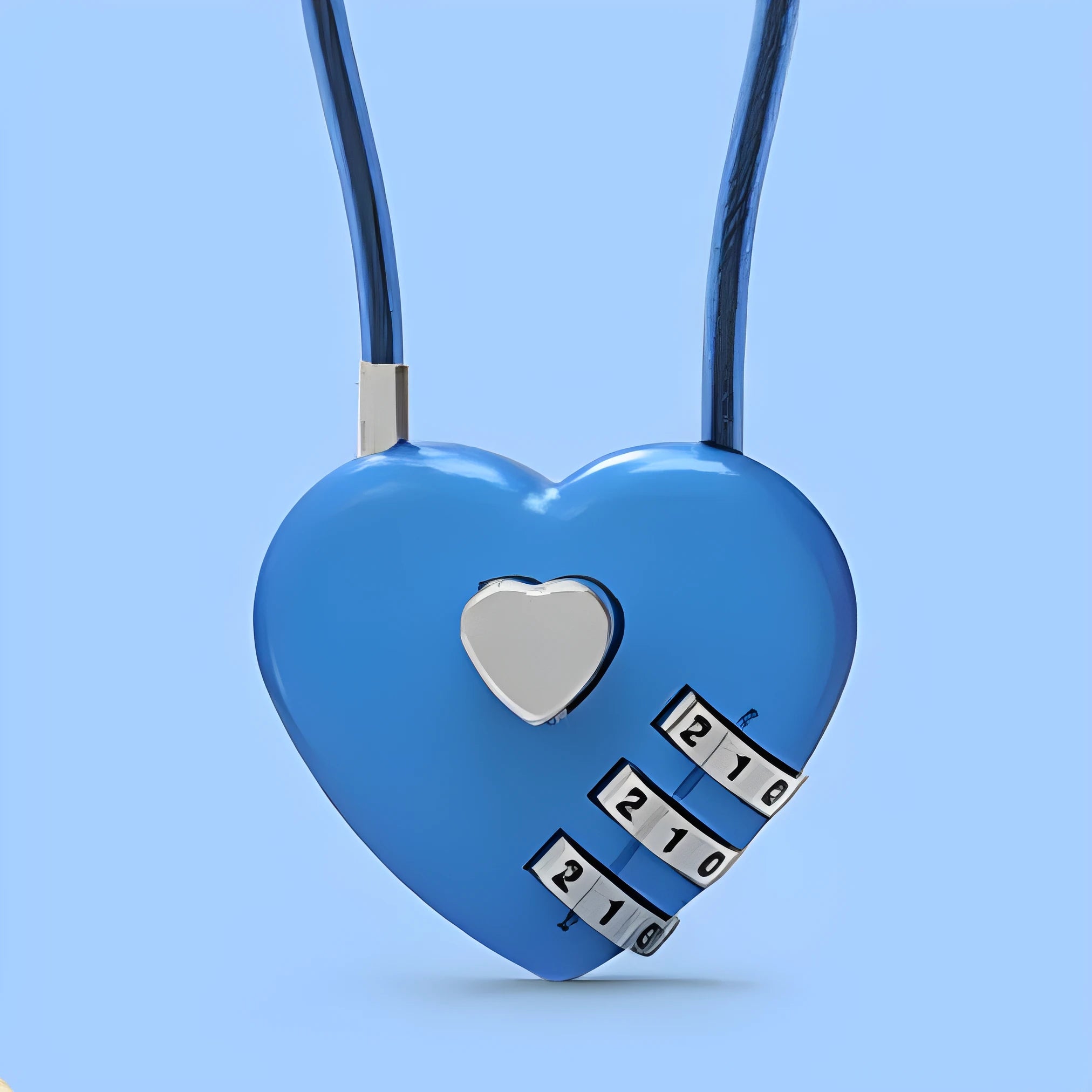 Peach heart shaped ABS plastic lock with a steel wire rope, shown in a choice of colours.