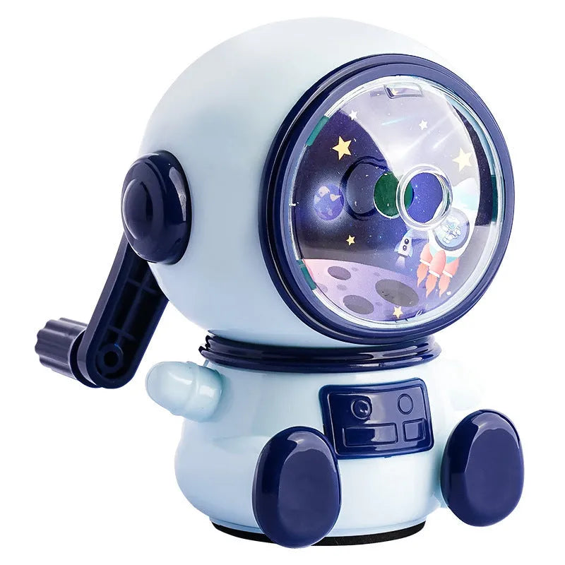 Blue astronaut pencil sharpener manual operation children's stationery