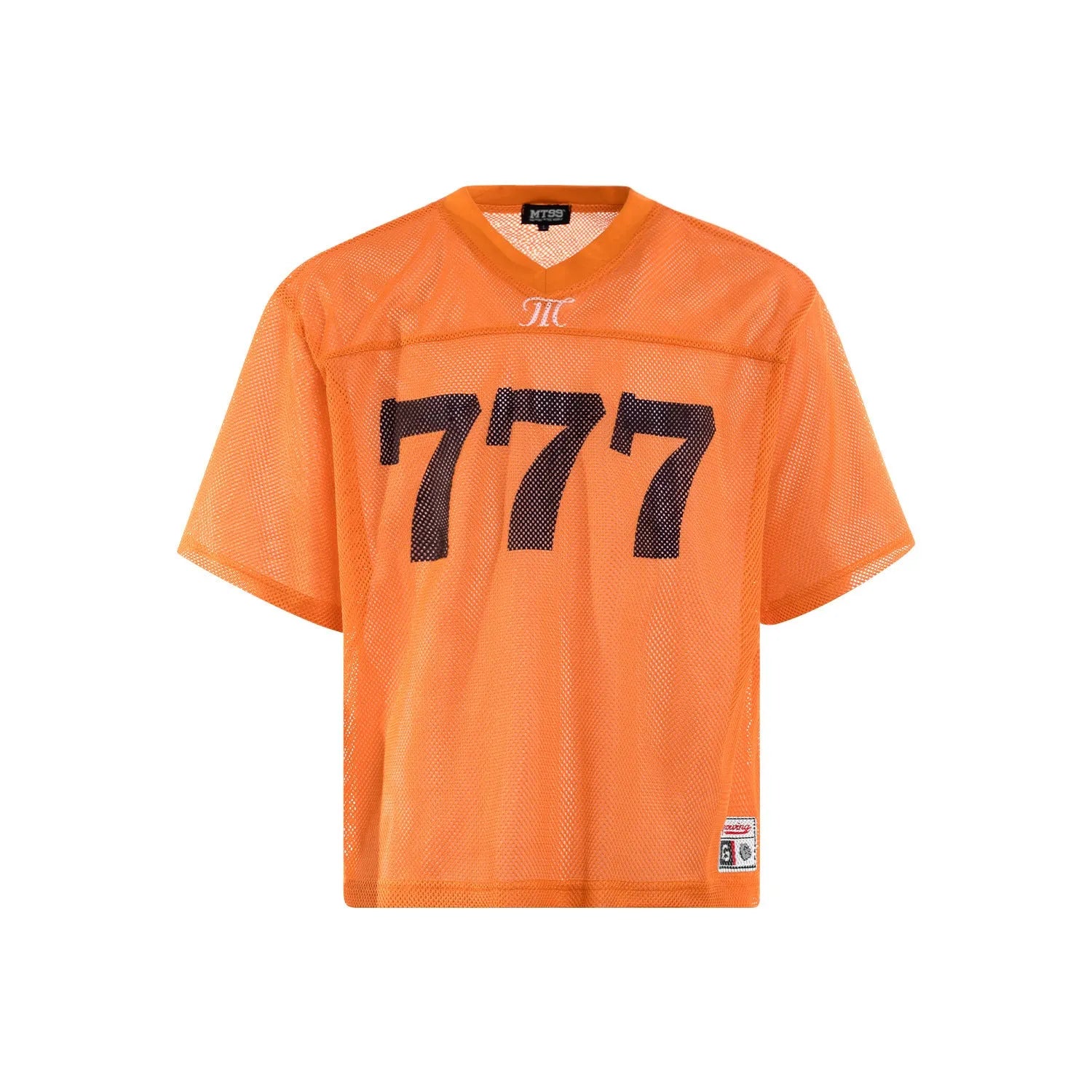 Loose fit summer T-shirt in black, white, purple, and orange colours