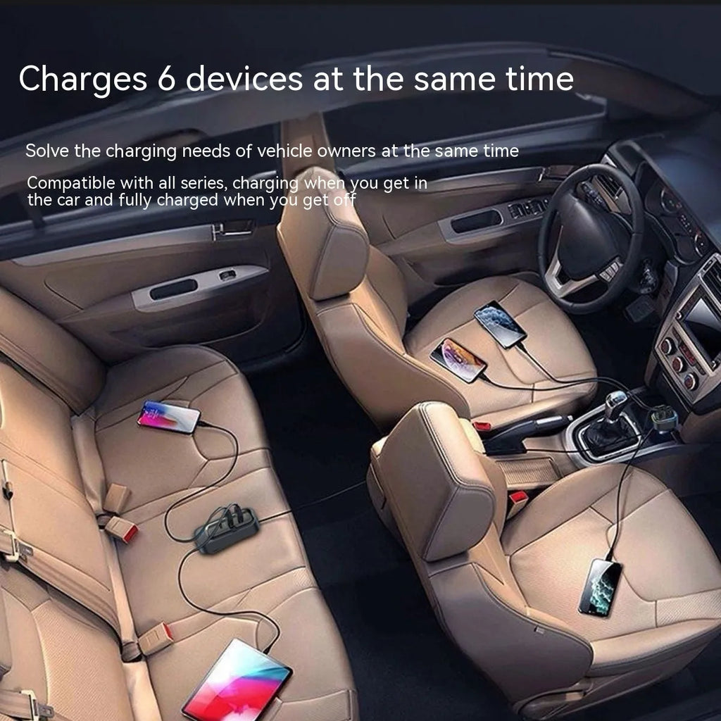 Automatic retractable car charger with cable extended from vehicle cigarette lighter socket