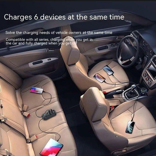 Automatic retractable car charger with cable extended from vehicle cigarette lighter socket
