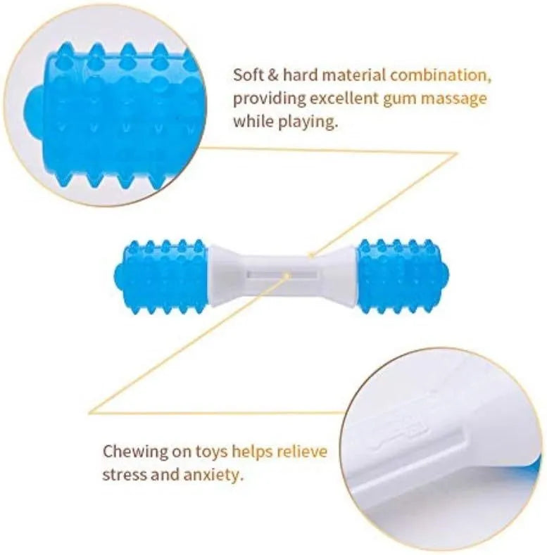 Dual-colour TPR puppy teething chew toy for dental health and moderate chewers