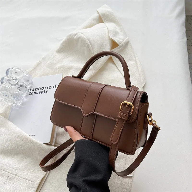 Women's PU messenger bag with file compartment in beige, brown, green, black colours