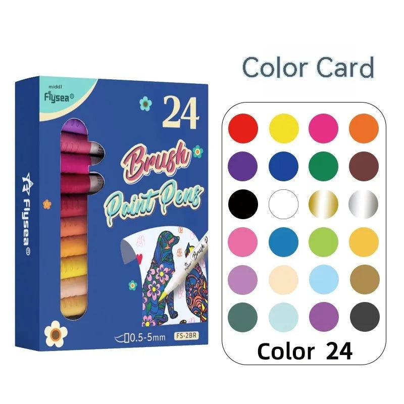 Soft head gouache pen set with pressure-free acrylic ink for hand painting and crafts