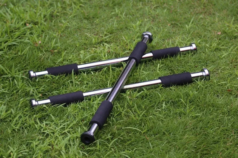 Adjustable steel horizontal pull-up bar showing single parallel bars design
