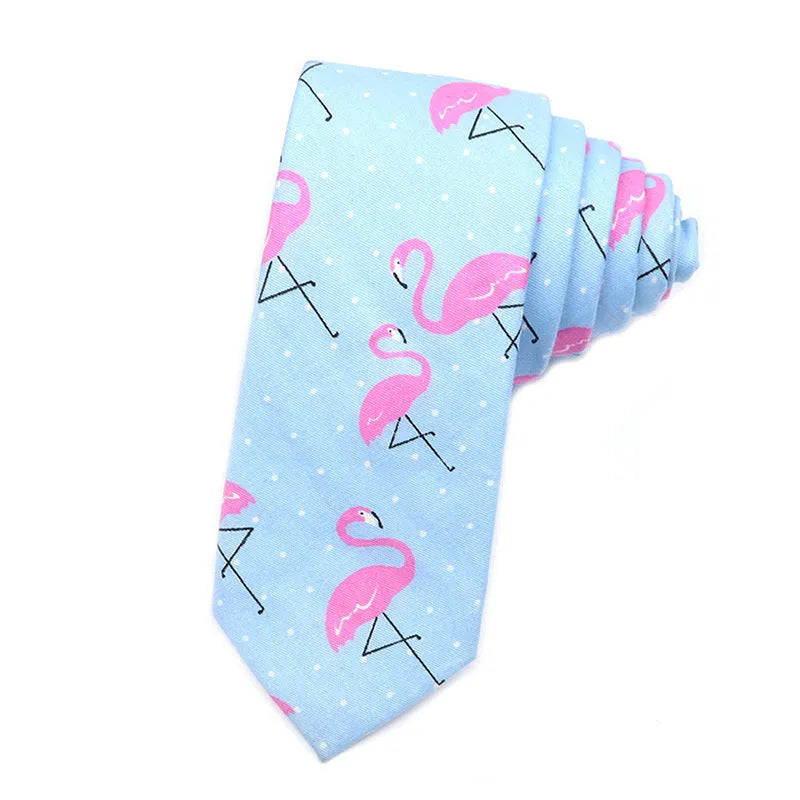 Narrow cotton bow tie with cartoon print pattern in assorted colour codes for men casual wear