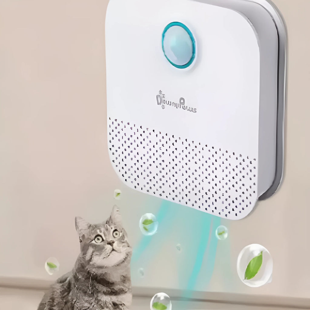 White DownyPaws smart cat litter deodoriser unit with compact rectangular design.