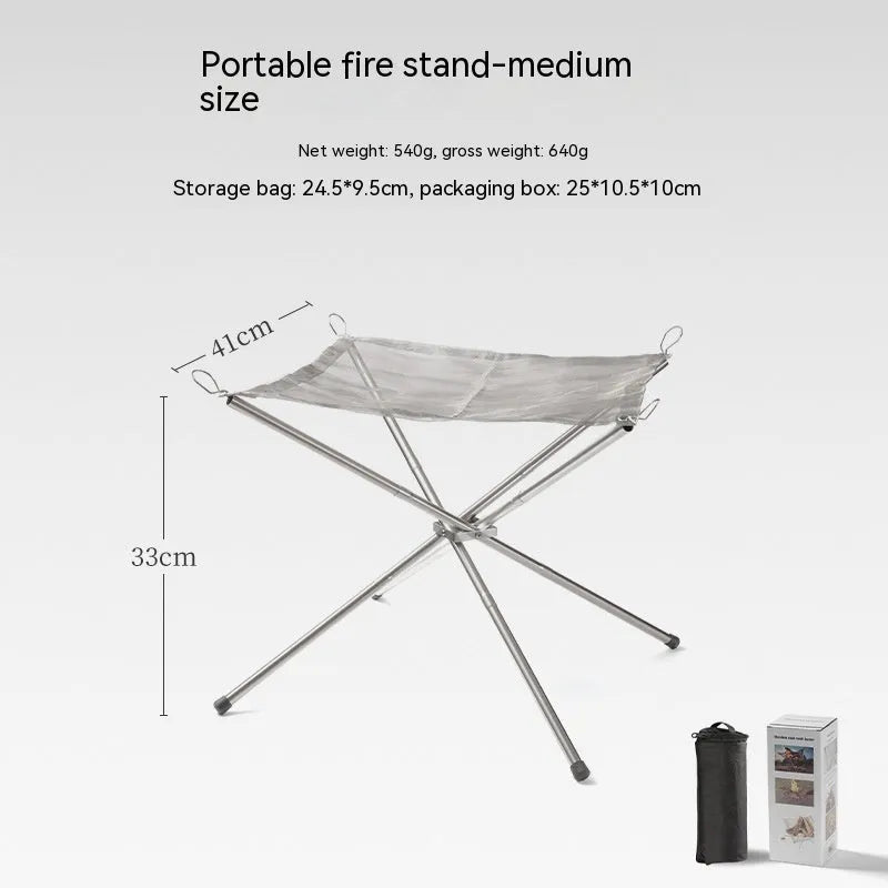 Silver stainless steel barbecue grill set with integrated cooking net, shown in medium and large sizes.